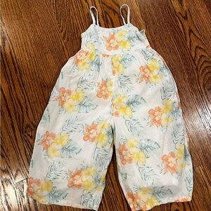 Janie and Jack hibiscus floral wide leg jumpsuit